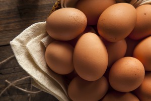 Raw Organic Brown Eggs in a Basket