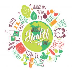 World health day concept with healty lifestyle illustration.